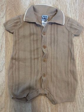 Little Lad Tan Knit Button-Front Baby One-Piece
